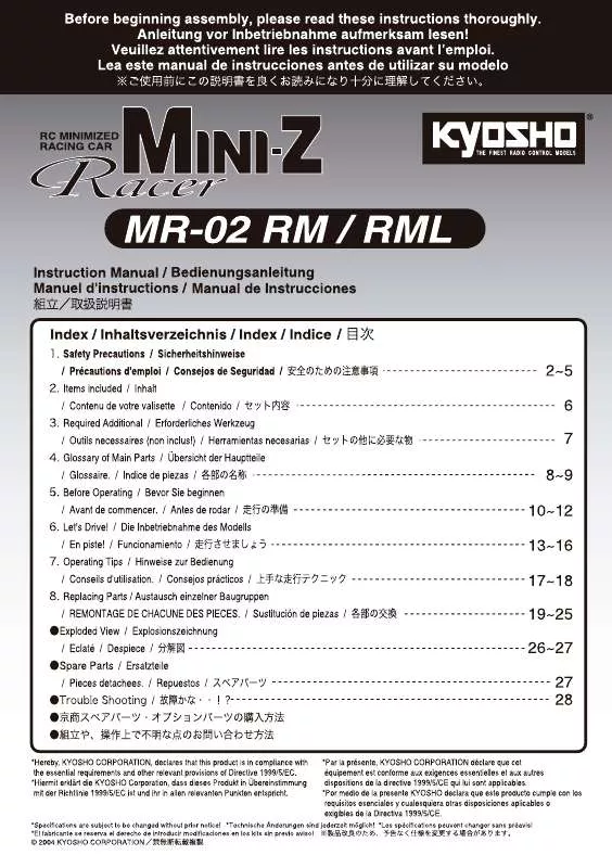 Mode d'emploi KYOSHO MINI-Z MR02 RM