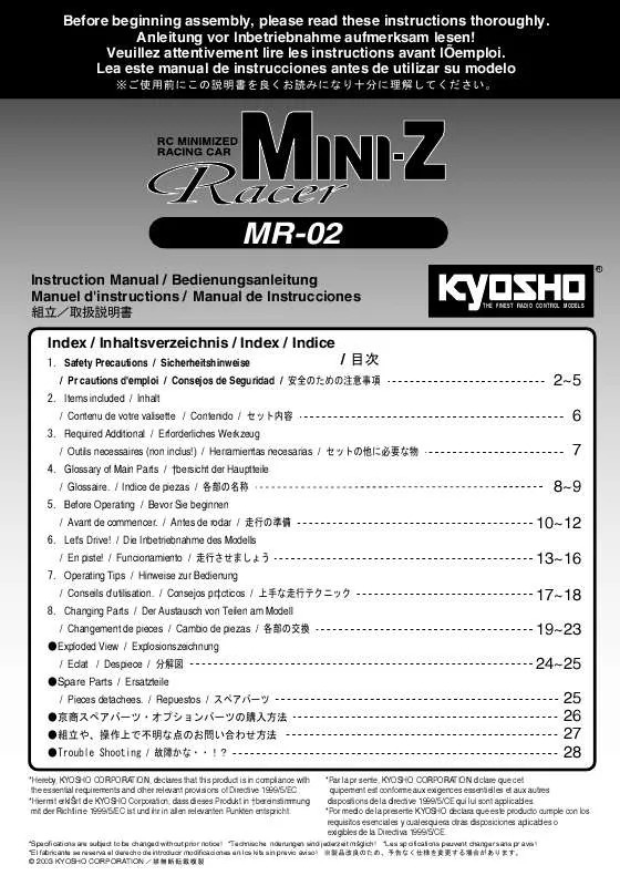 Mode d'emploi KYOSHO MR-02