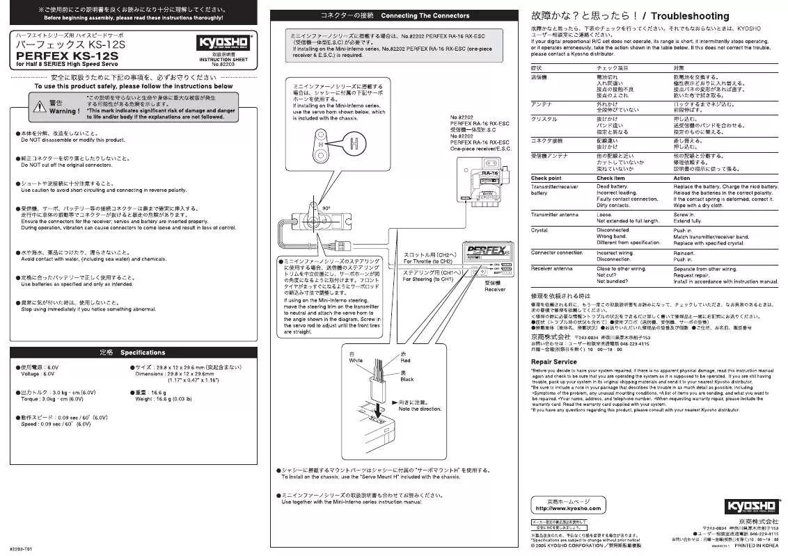 Mode d'emploi KYOSHO PERFEX KS-12S