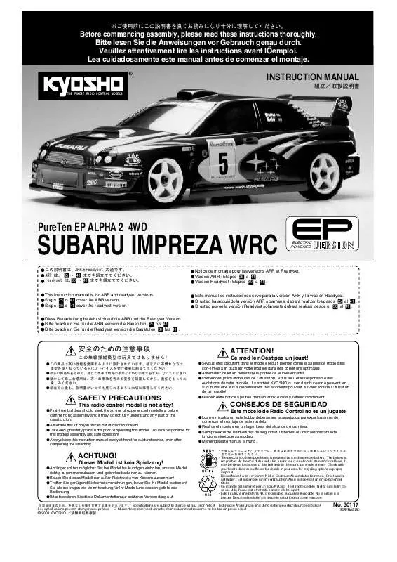 Mode d'emploi KYOSHO PURETEN EP AIPHA 2 4WD SUBARU IMPREZA WRC