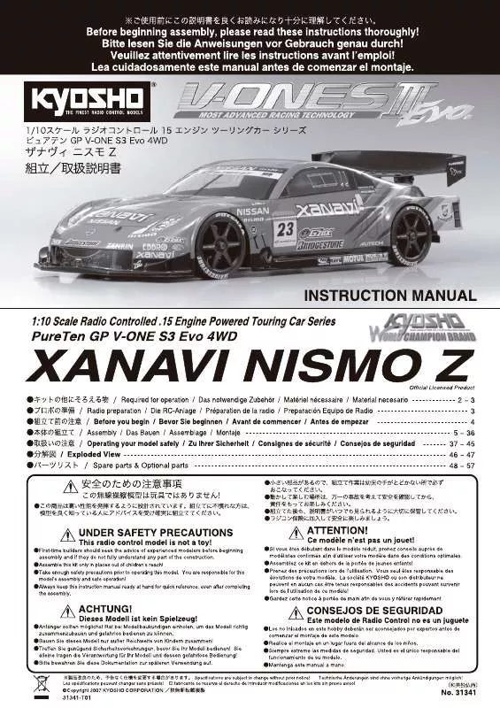 Mode d'emploi KYOSHO V-ONE III EVA XANAVI NISMO Z