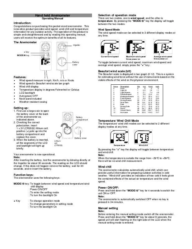 Mode d'emploi LA CROSS TECHNOLOGY EA-3010