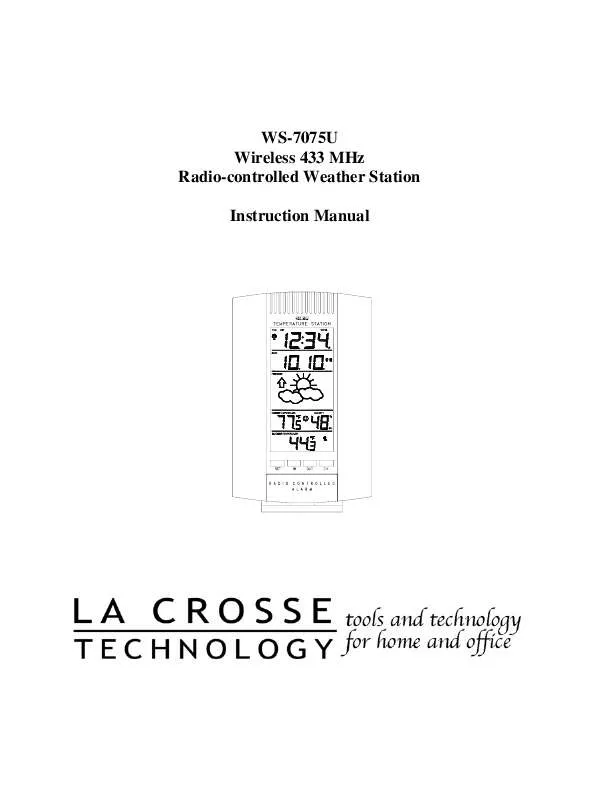 Mode d'emploi LA CROSS TECHNOLOGY WS-707U