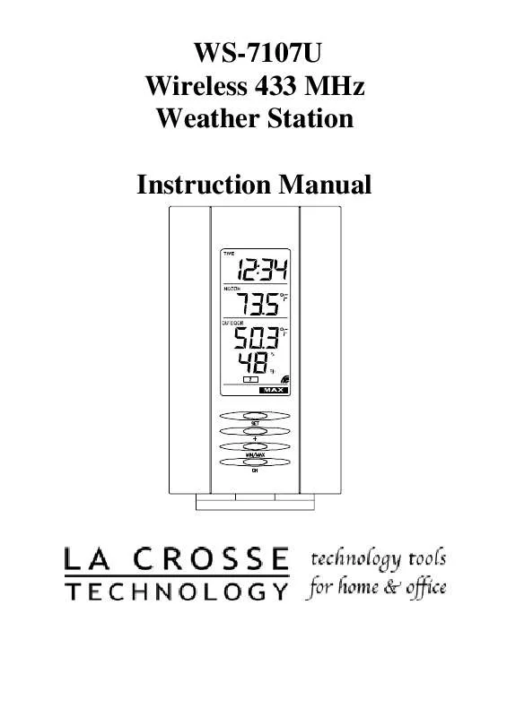 Mode d'emploi LA CROSS TECHNOLOGY WS-7107U