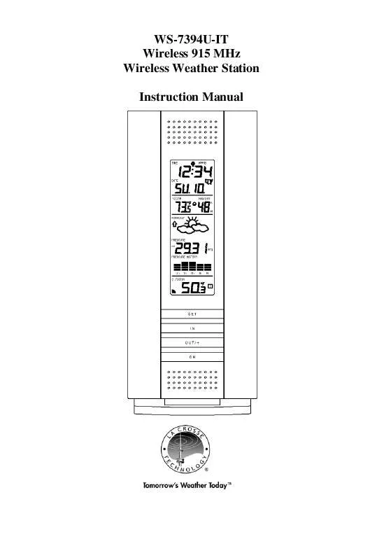 Mode d'emploi LA CROSS TECHNOLOGY WS-7394U-IT_E