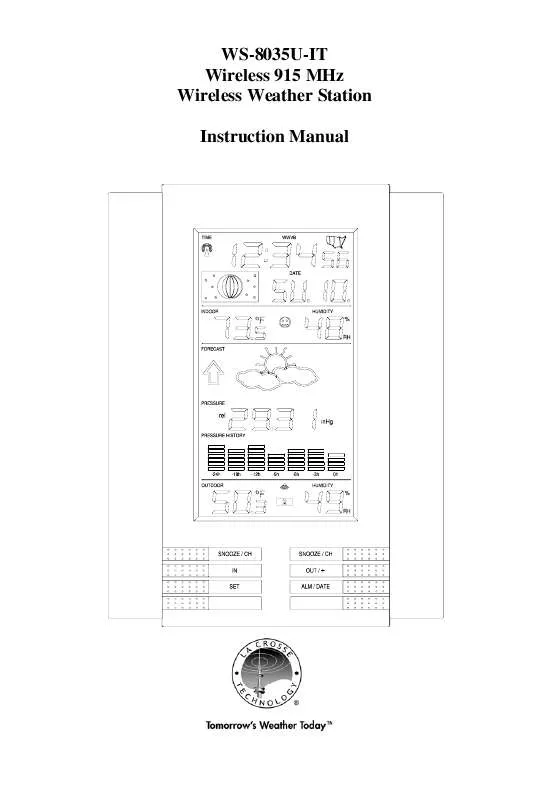 Mode d'emploi LA CROSS TECHNOLOGY WS-8035U-IT