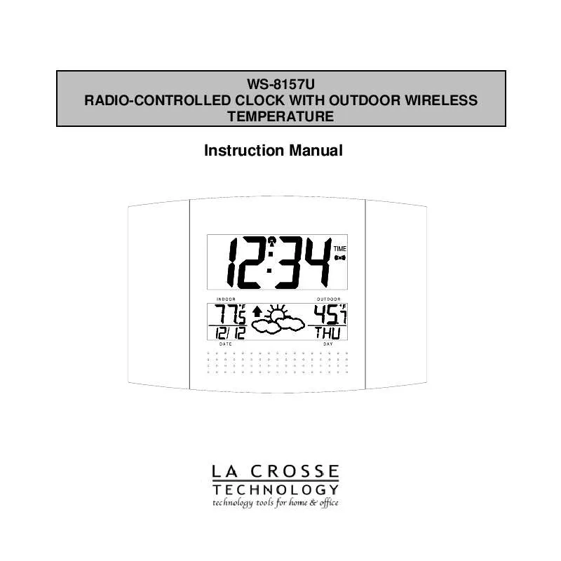 Mode d'emploi LA CROSS TECHNOLOGY WS-8157U