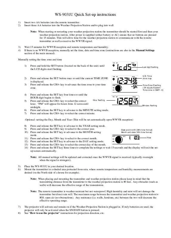 Mode d'emploi LA CROSS TECHNOLOGY WS-9031U