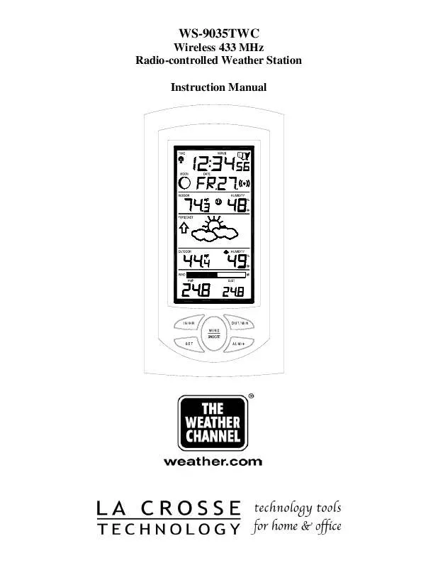 Mode d'emploi LA CROSS TECHNOLOGY WS-9035TWC