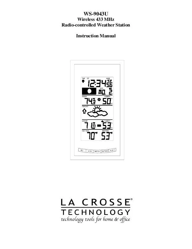 Mode d'emploi LA CROSS TECHNOLOGY WS-9043U