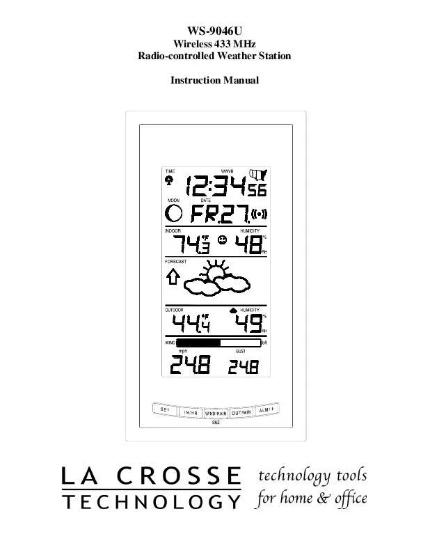 Mode d'emploi LA CROSS TECHNOLOGY WS-9046U