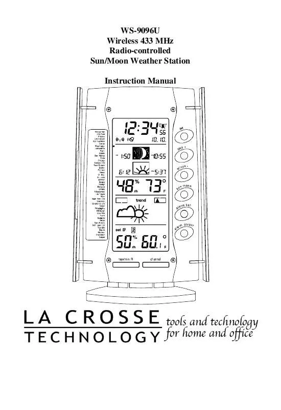 Mode d'emploi LA CROSS TECHNOLOGY WS-9096U