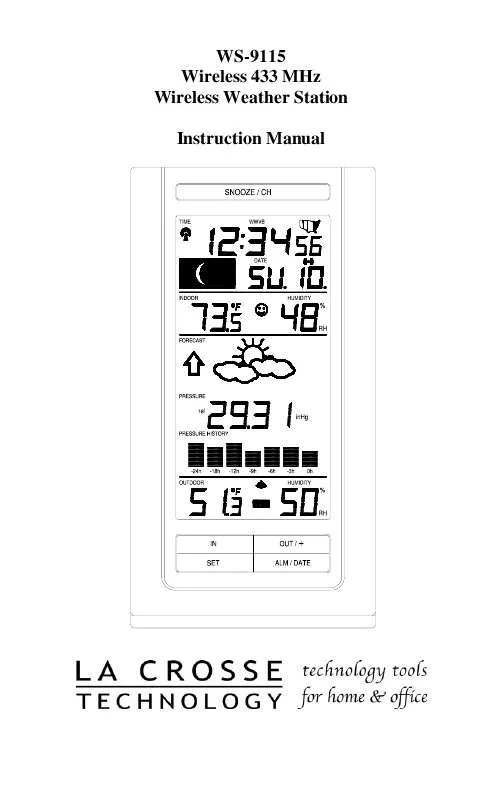 Mode d'emploi LA CROSS TECHNOLOGY WS-9115