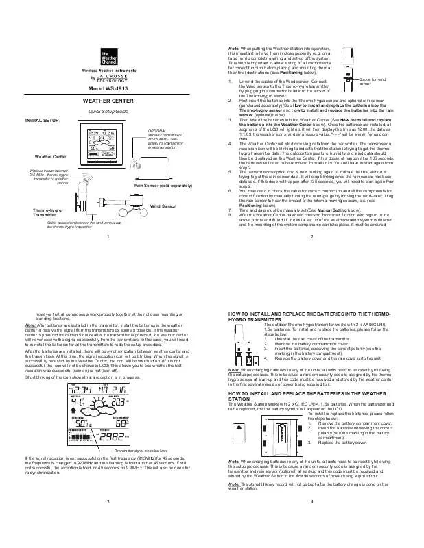 Mode d'emploi LA CROSSE TECHNOLOGY WS-1913TWC-IT