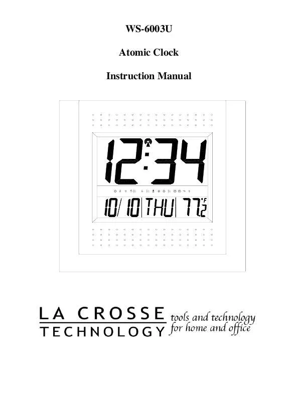 Mode d'emploi LA CROSSE TECHNOLOGY WS-6003U-A