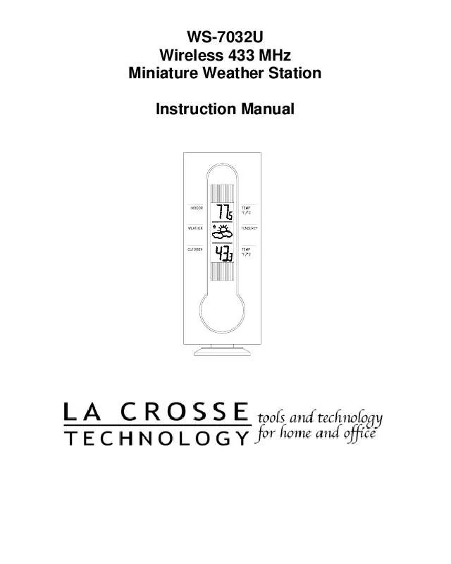 Mode d'emploi LA CROSSE TECHNOLOGY WS-7032UF