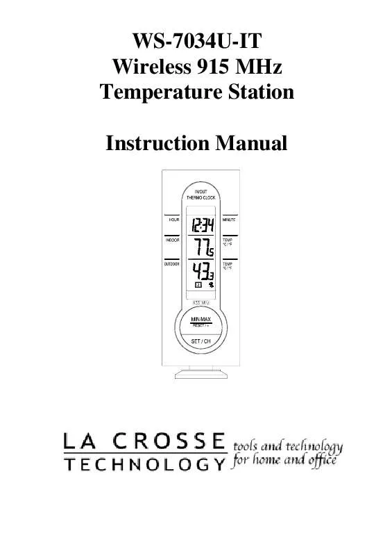 Mode d'emploi LA CROSSE TECHNOLOGY WS-7034U-IT