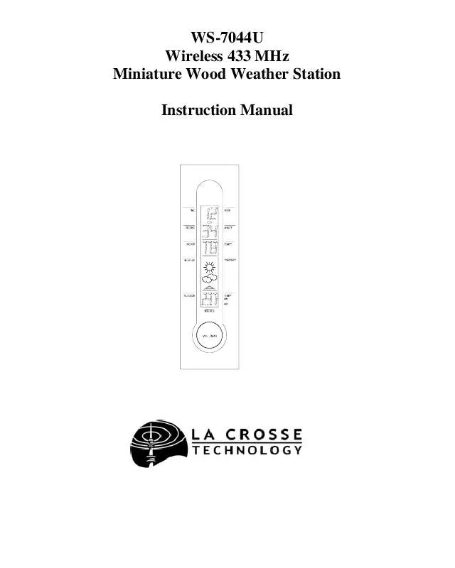 Mode d'emploi LA CROSSE TECHNOLOGY WS-7044-UG