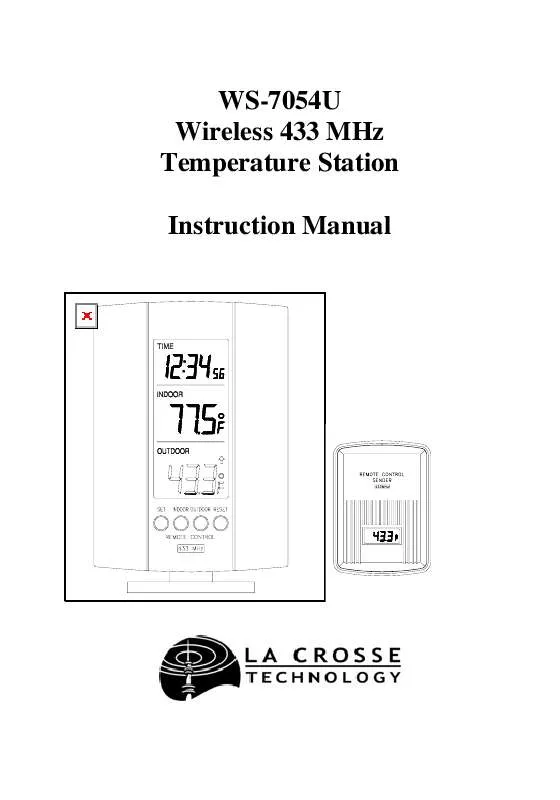 Mode d'emploi LA CROSSE TECHNOLOGY WS-7054U