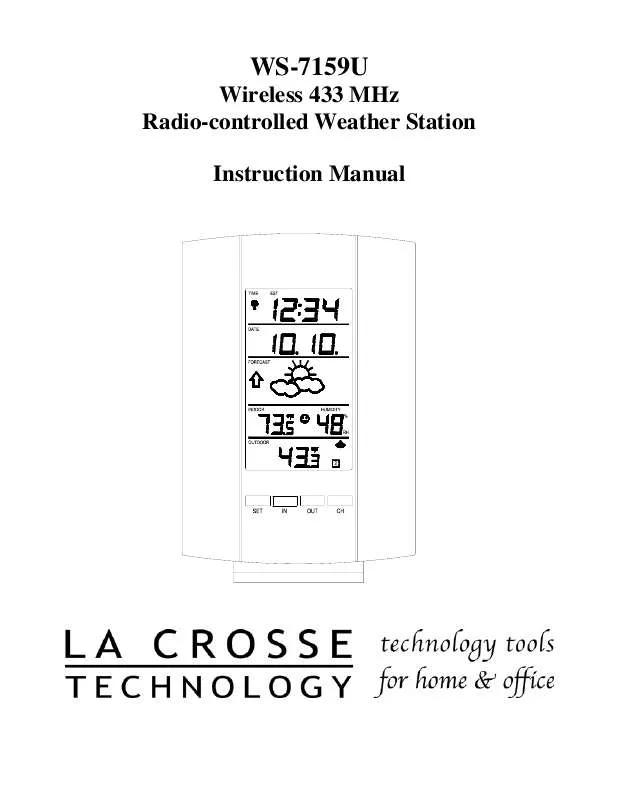 Mode d'emploi LA CROSSE TECHNOLOGY WS-7159U