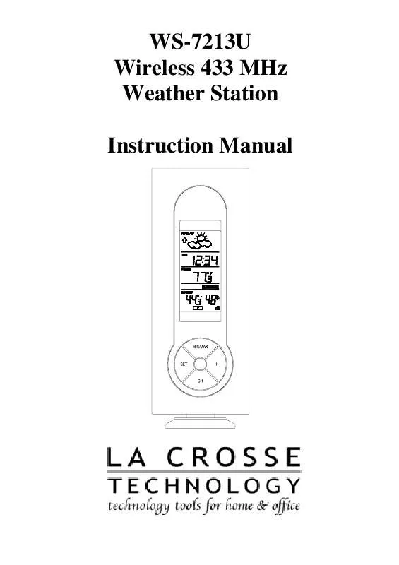 Mode d'emploi LA CROSSE TECHNOLOGY WS-7213U