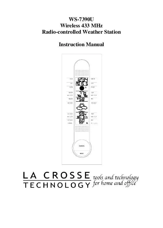 Mode d'emploi LA CROSSE TECHNOLOGY WS-7390TWC