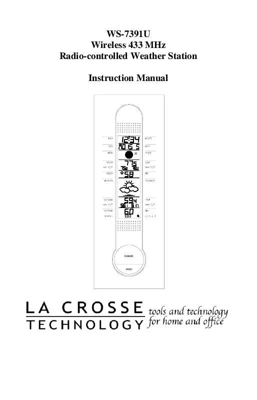 Mode d'emploi LA CROSSE TECHNOLOGY WS-7391UF