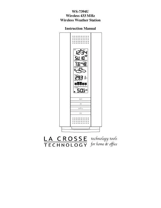 Mode d'emploi LA CROSSE TECHNOLOGY WS-7394U-SAL