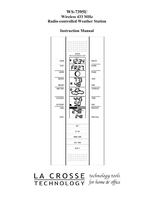 Mode d'emploi LA CROSSE TECHNOLOGY WS-7395U