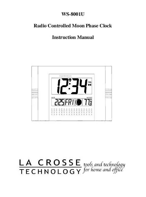 Mode d'emploi LA CROSSE TECHNOLOGY WS-8001U