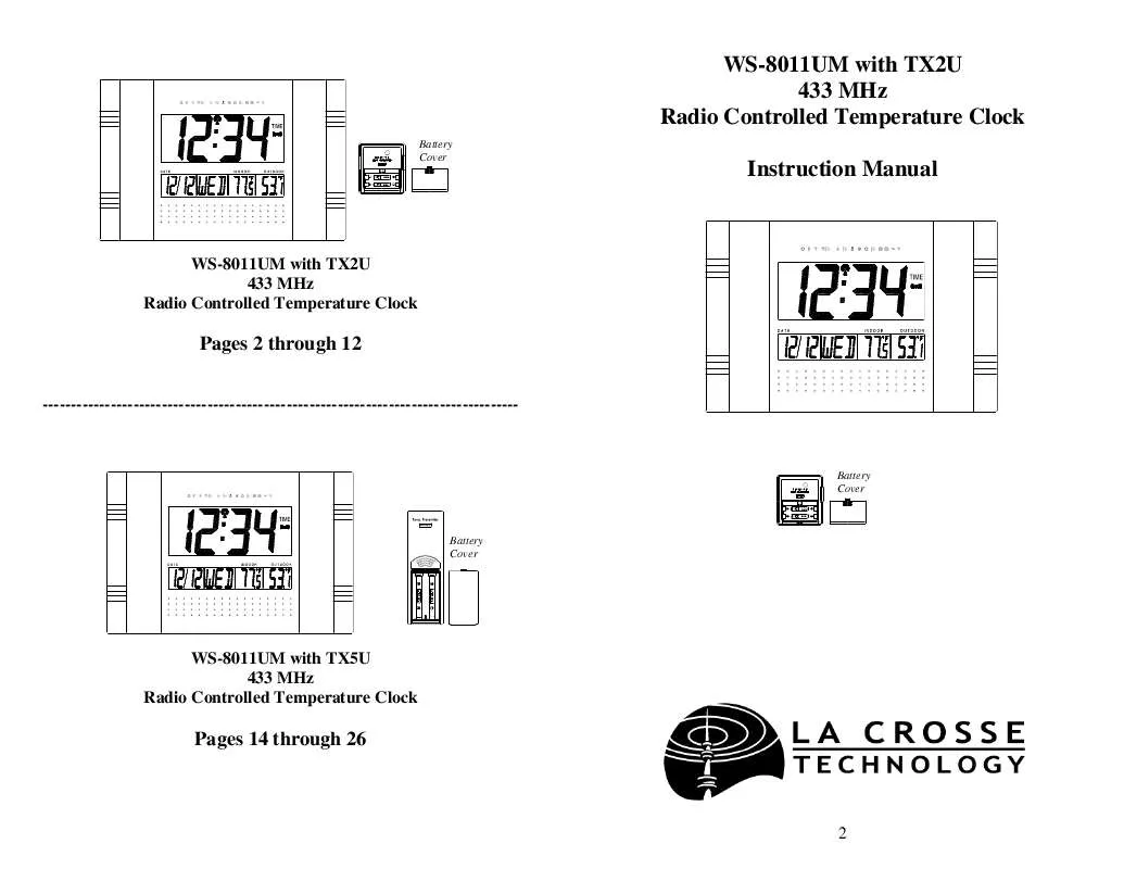 Mode d'emploi LA CROSSE TECHNOLOGY WS-8011UM