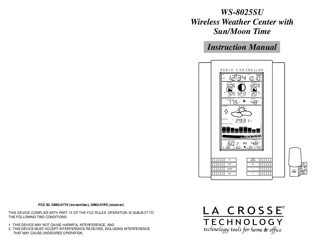 Mode d'emploi LA CROSSE TECHNOLOGY WS-8025OAK