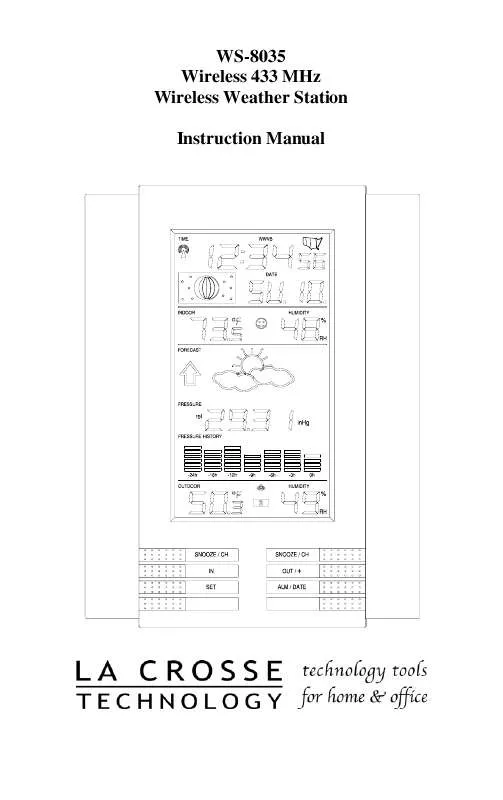 Mode d'emploi LA CROSSE TECHNOLOGY WS-8035TWC