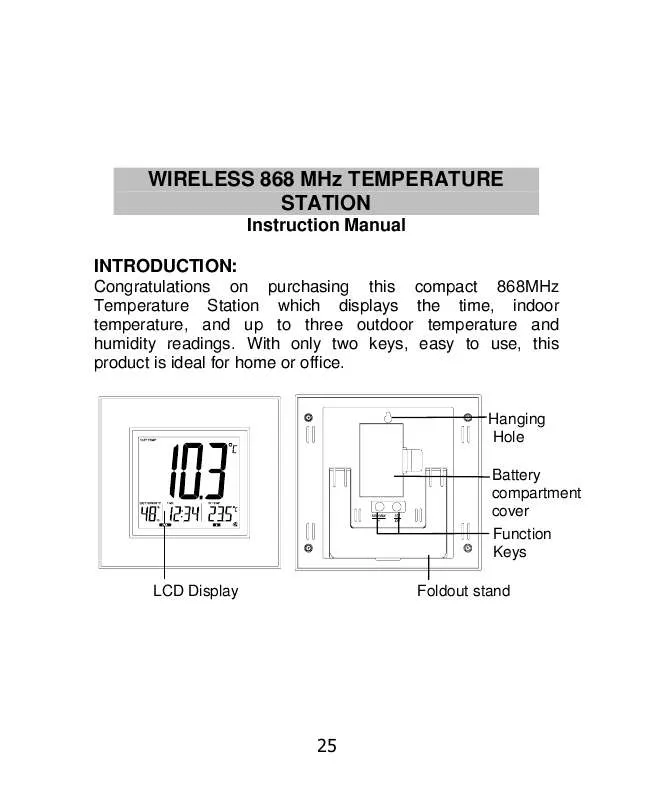 Mode d'emploi LA CROSSE TECHNOLOGY WS8300