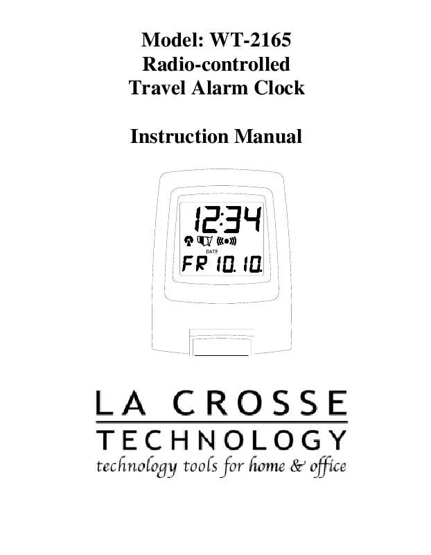 Mode d'emploi LA CROSSE TECHNOLOGY WT-2165U