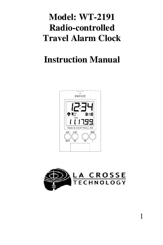 Mode d'emploi LA CROSSE TECHNOLOGY WT-2191A