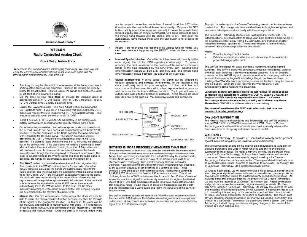 Mode d'emploi LA CROSSE TECHNOLOGY WT-3126H