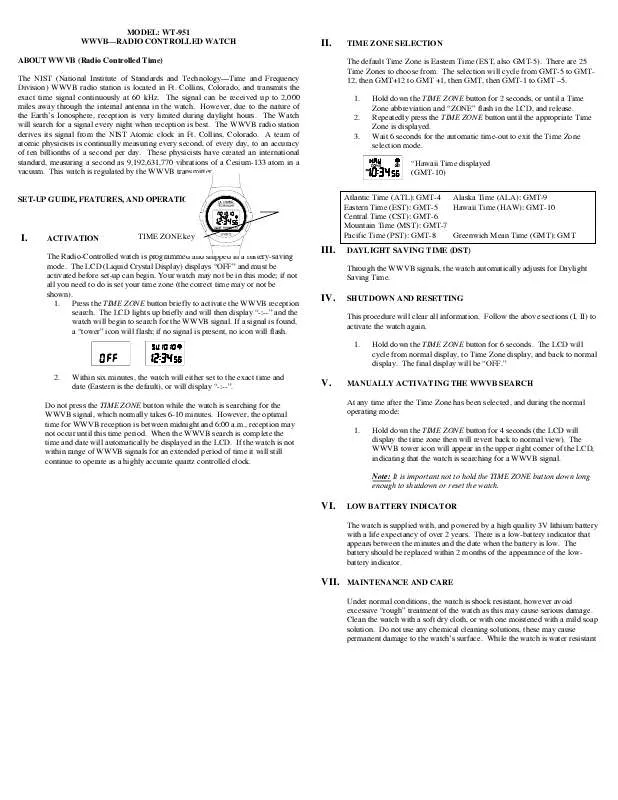 Mode d'emploi LA CROSSE TECHNOLOGY WT-951N