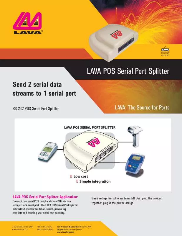 Mode d'emploi LAVA SPLITTER