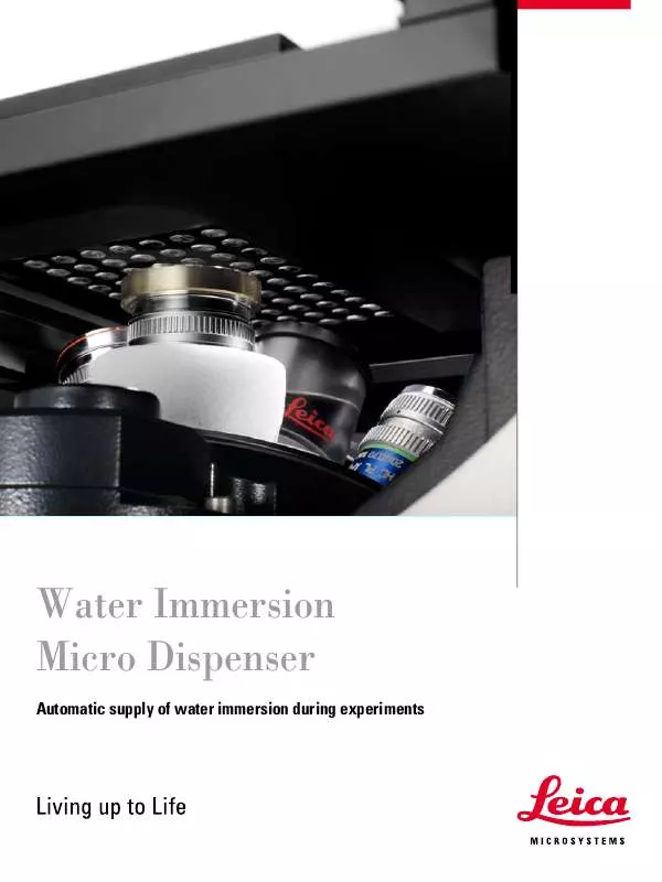 Mode d'emploi LEICA WATER IMMERSION MICRO DISPENSER