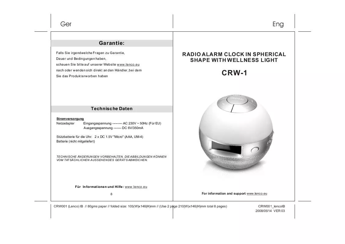 Mode d'emploi LENCO CRW-1