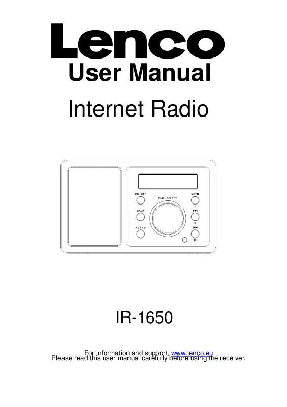 Mode d'emploi LENCO IR-1650