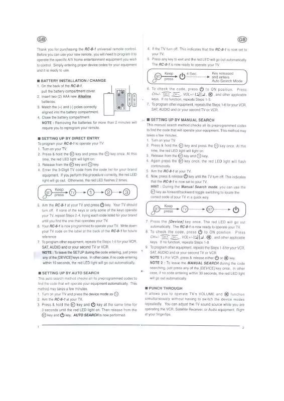 Mode d'emploi LENCO RC-8-1