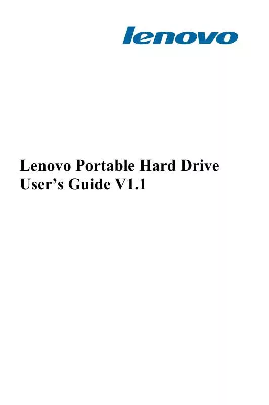 Mode d'emploi LENOVO USB HARD DISK
