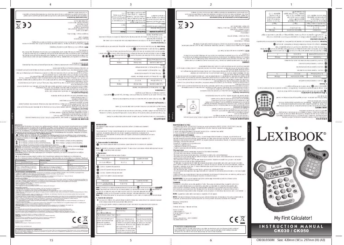 Mode d'emploi LEXIBOOK CK030