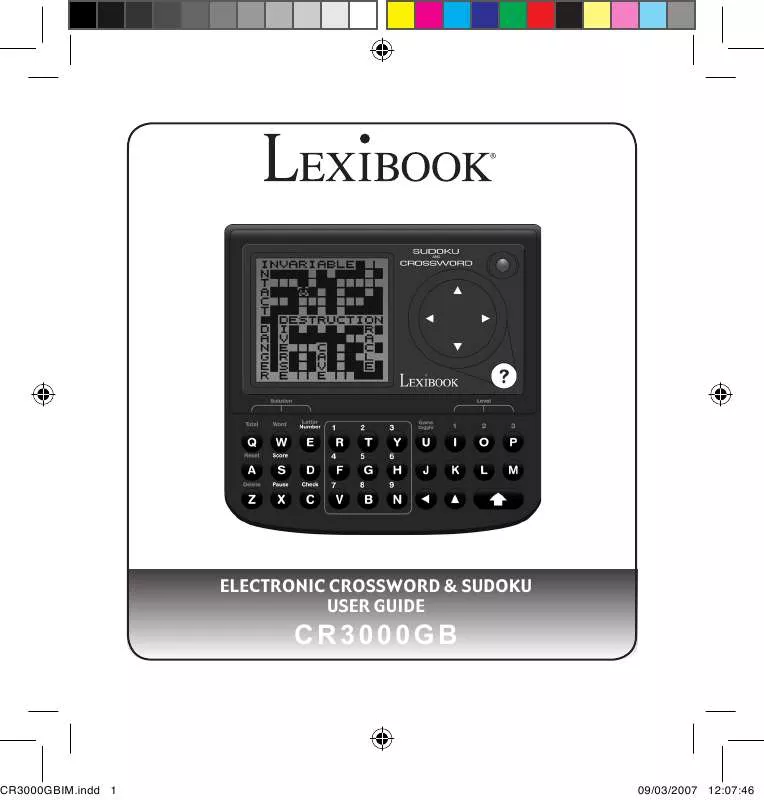 Mode d'emploi LEXIBOOK ELECTRONIC CROSSWORD & SUDOKU