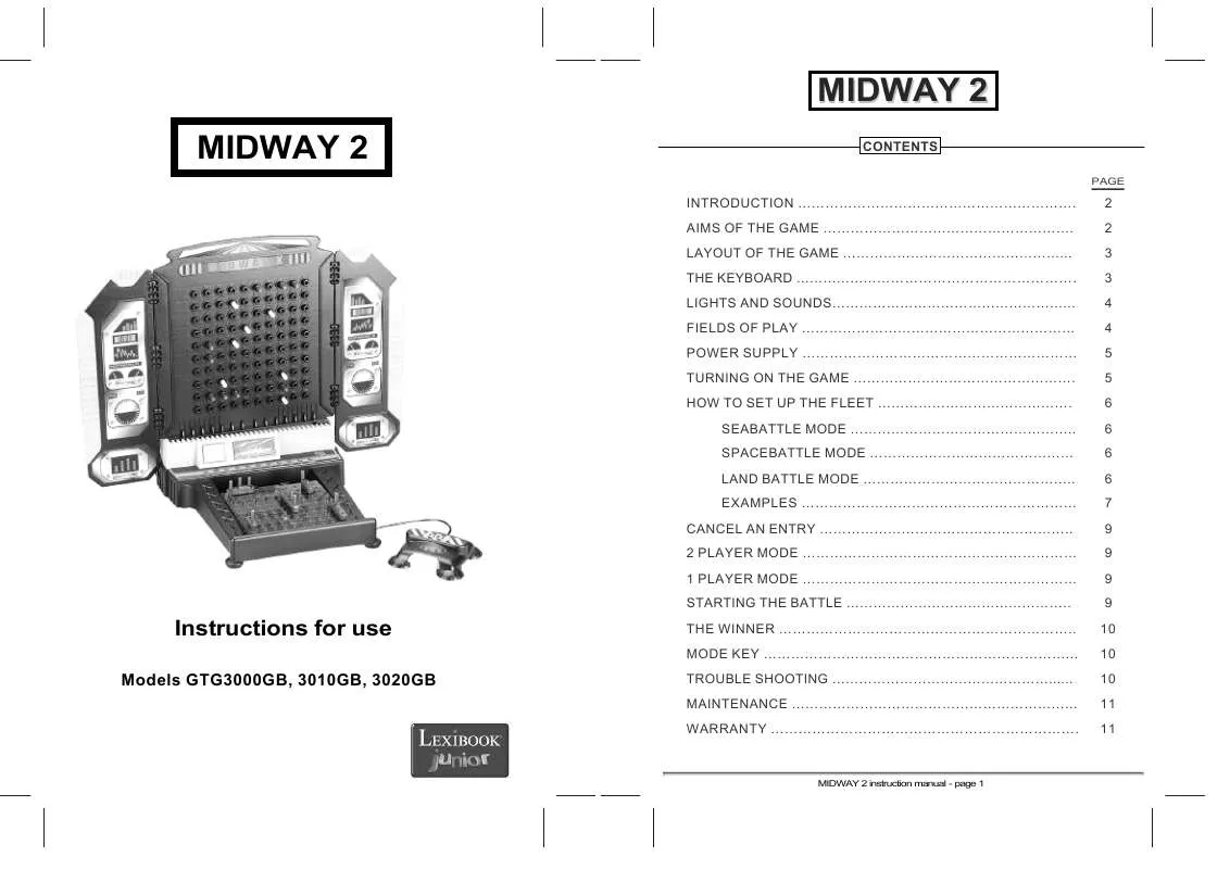 Mode d'emploi LEXIBOOK GTG3020GB