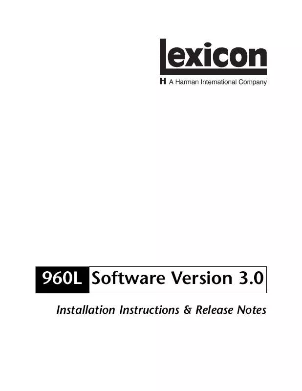 Mode d'emploi LEXICON 960L V3.0