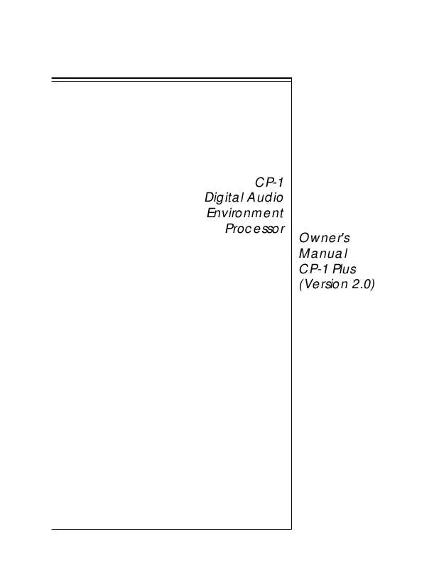 Mode d'emploi LEXICON CP-1 PLUS V2.0