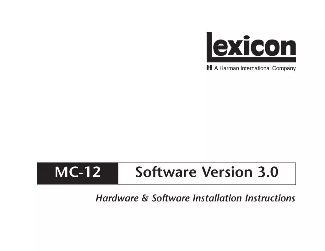 Mode d'emploi LEXICON MC-12 V3.0